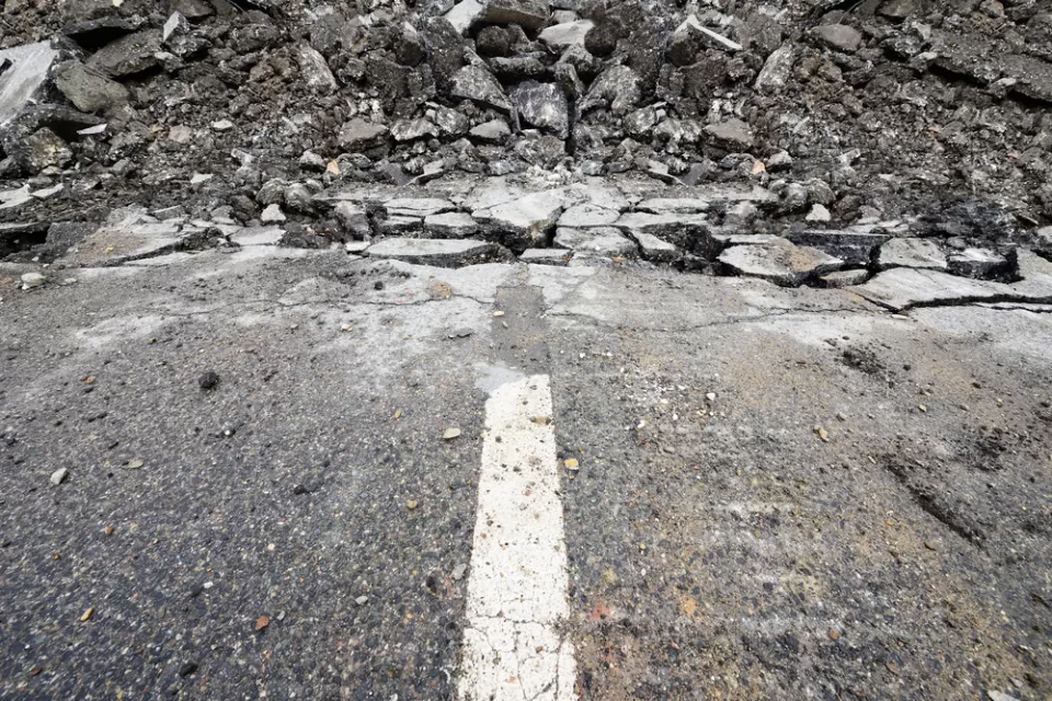 Crumbling road